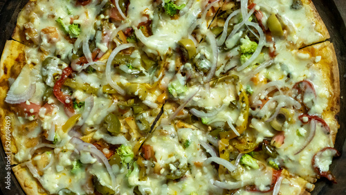 Vegetarian pizza in india. Indian Cheese Veg pizza.