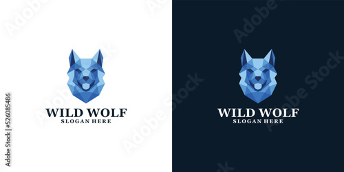 color wild wolf logo design template