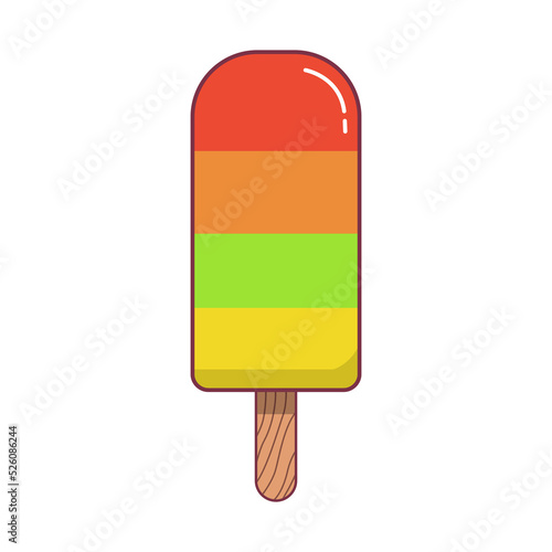 Ice cream illustration. Cute colorful ice cream cartoon illustration