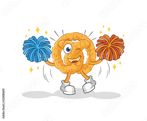 pretzel cheerleader cartoon. cartoon mascot vector