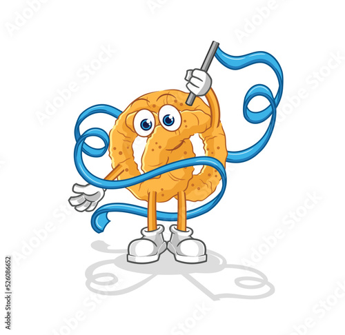 pretzel Rhythmic Gymnastics mascot. cartoon vector
