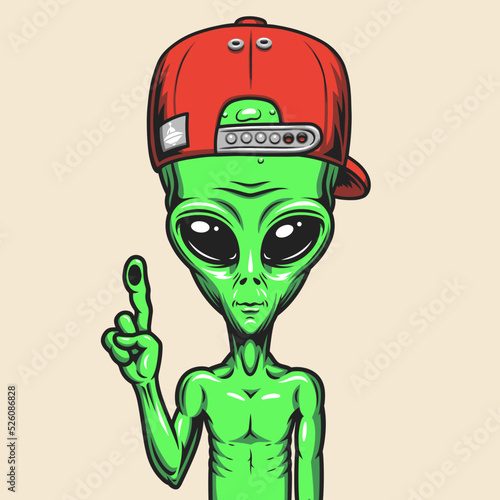 Green alien element vintage colorful