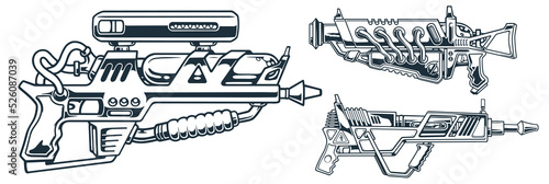 Blasters set monochrome emblems vintage