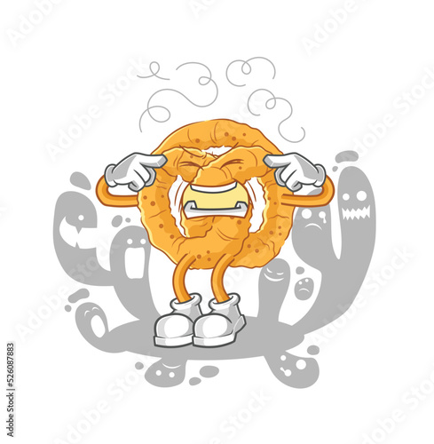 depressed pretzel character. cartoon vector