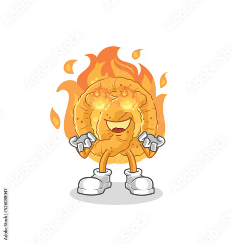 pretzel on fire mascot. cartoon vector