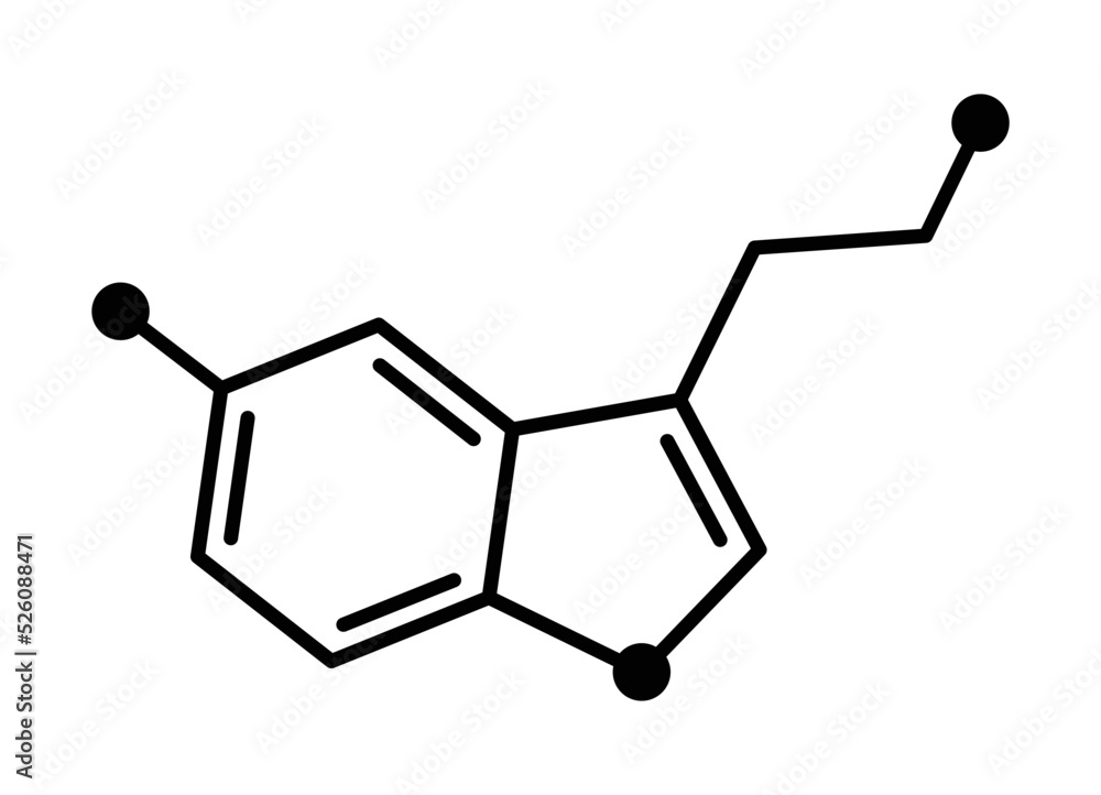 Fototapeta premium Serotonin or 5-hydroxytryptamine molecular structure with no letters line vector icon for apps and websites