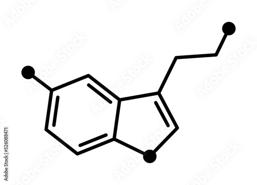 Serotonin or 5-hydroxytryptamine molecular structure with no letters line vector icon for apps and websites