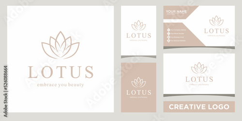 lotus flower beauty logo design template with business card design