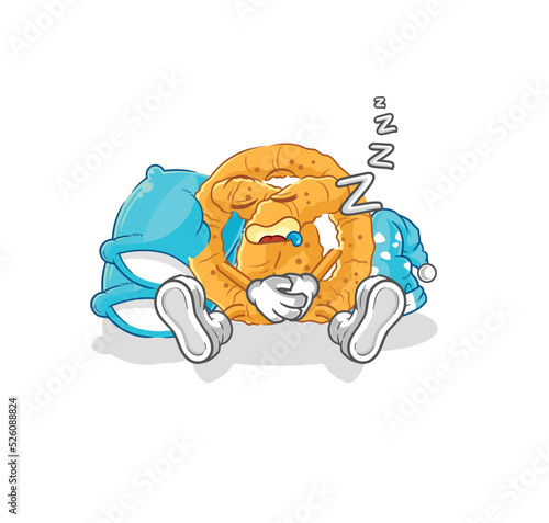 pretzel sleeping character. cartoon mascot vector