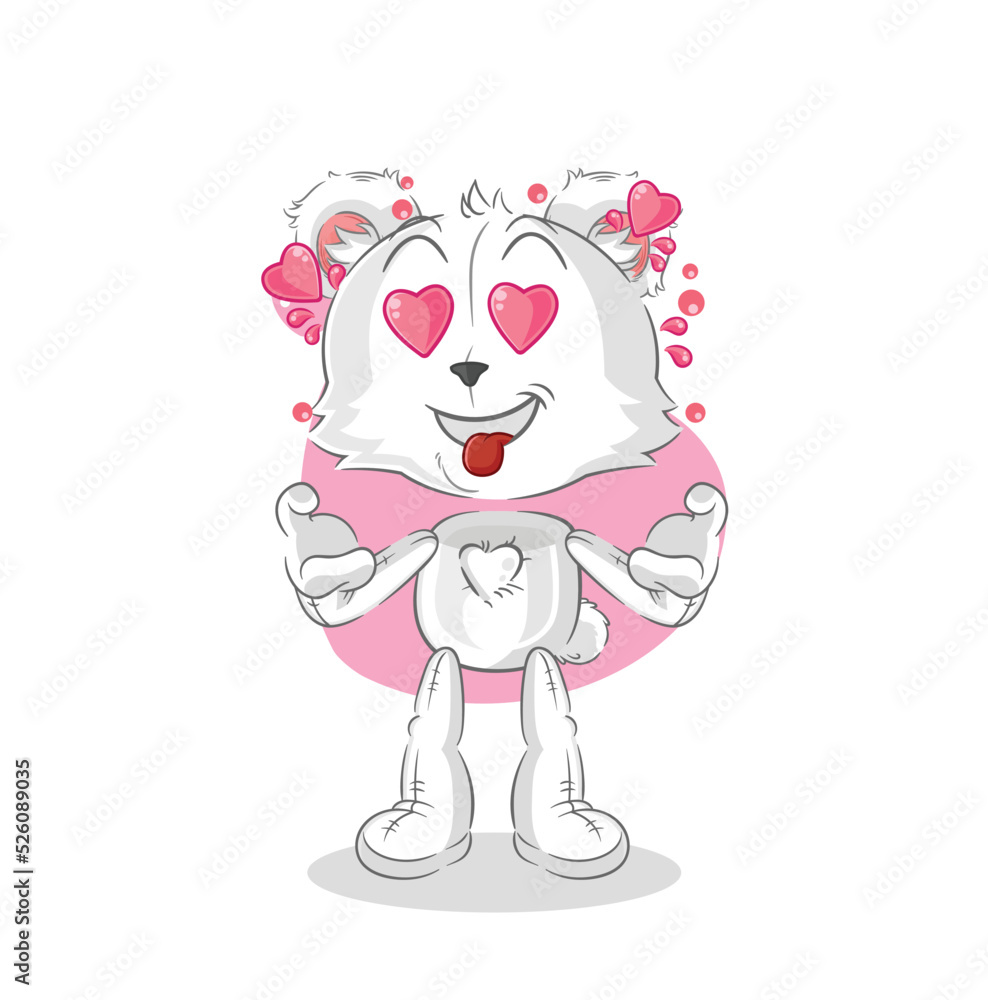 Obraz premium polar bear fallin love vector. cartoon character