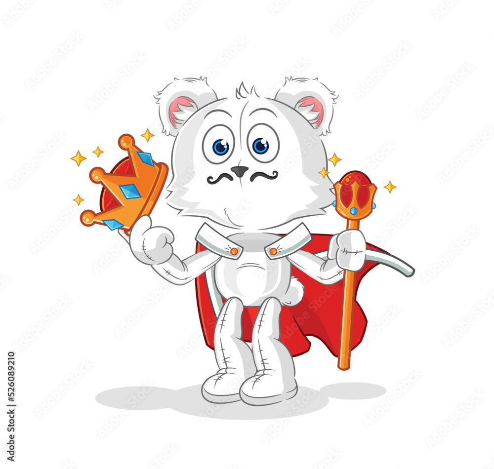 polar bear king vector. cartoon character polar bear king vector. cartoon character