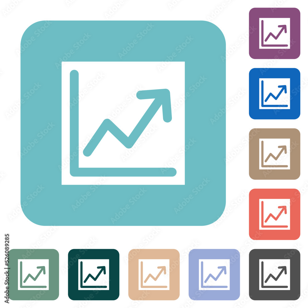 Line graph solid rounded square flat icons Line graph solid rounded square flat icons