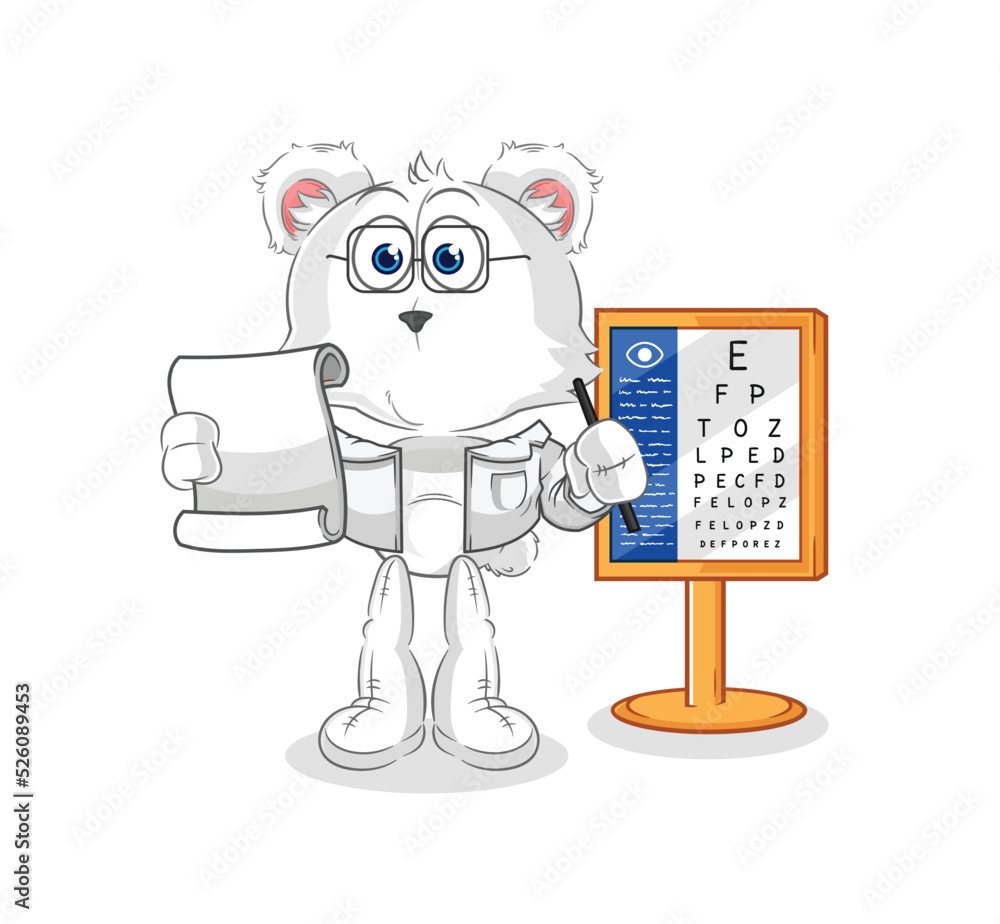 polar bear oculist cartoon. cartoon mascot vector