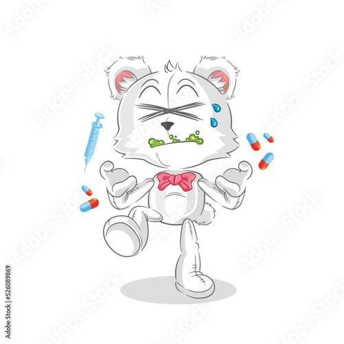 polar bear drug overdose. cartoon illustration