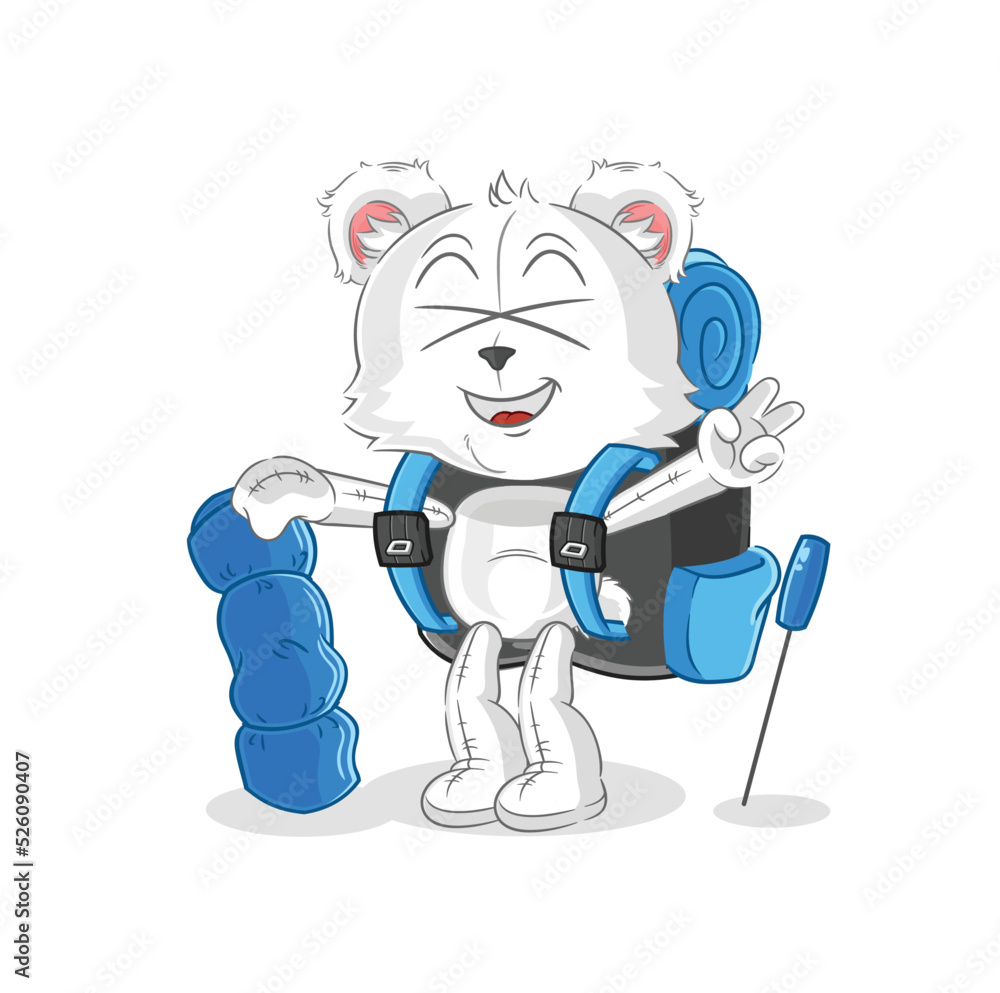 polar bear go camping mascot. cartoon vector