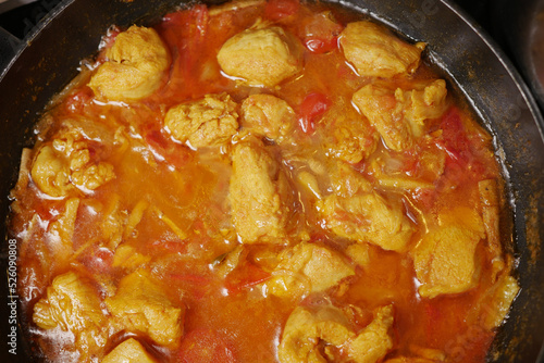 Close up of homemade indian chicken curry 