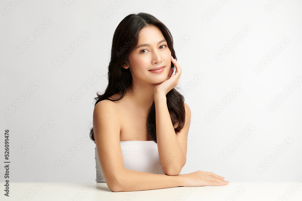 Beautiful young asian woman with clean fresh skin on white background, Face care, Facial treatment, Cosmetology, beauty and spa, Asian women portrait. Beautiful young asian woman with clean fresh skin on white background, Face care, Facial treatment, Cosmetology, beauty and spa, Asian women portrait.