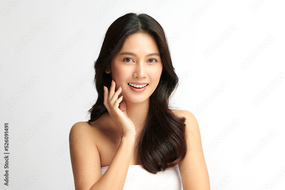 Beautiful young asian woman with clean fresh skin on white background, Face care, Facial treatment, Cosmetology, beauty and spa, Asian women portrait. Beautiful young asian woman with clean fresh skin on white background, Face care, Facial treatment, Cosmetology, beauty and spa, Asian women portrait.