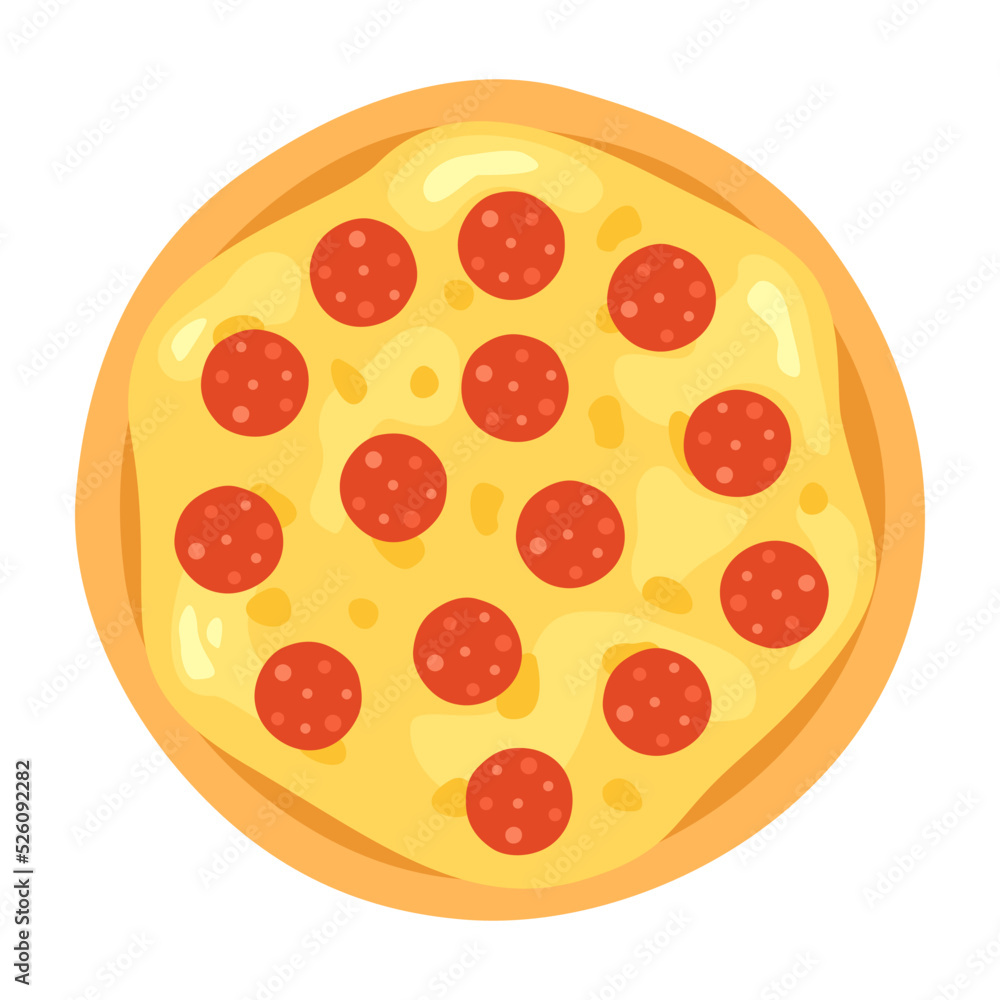 Spicy pepperoni pizza icon. Modern illustration whole pepperoni pizza