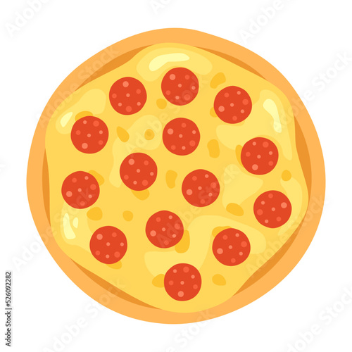 Spicy pepperoni pizza icon. Modern illustration whole pepperoni pizza