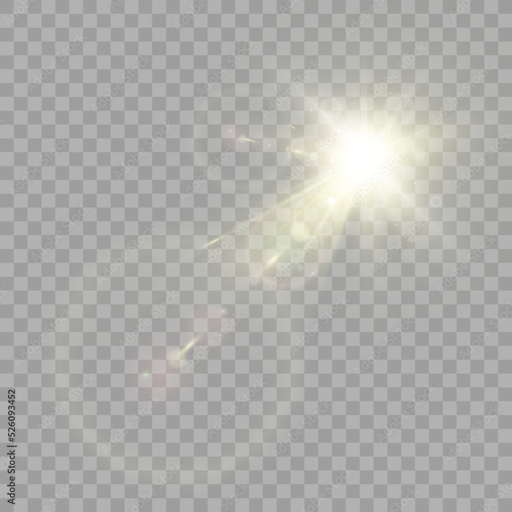 Fototapeta premium Vector transparent sunlight special lens flare light effect. Bright beautiful star. Light from the rays.