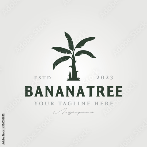 banana tree vintage logo vector symbol illustration design, banana tree silhouette logo design