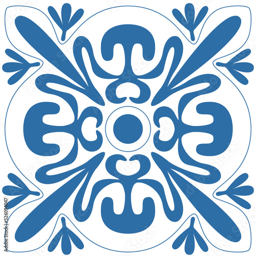 Azulejo square ceramic spanish tiles for wall and floor decoration, retro geometric symmetrical