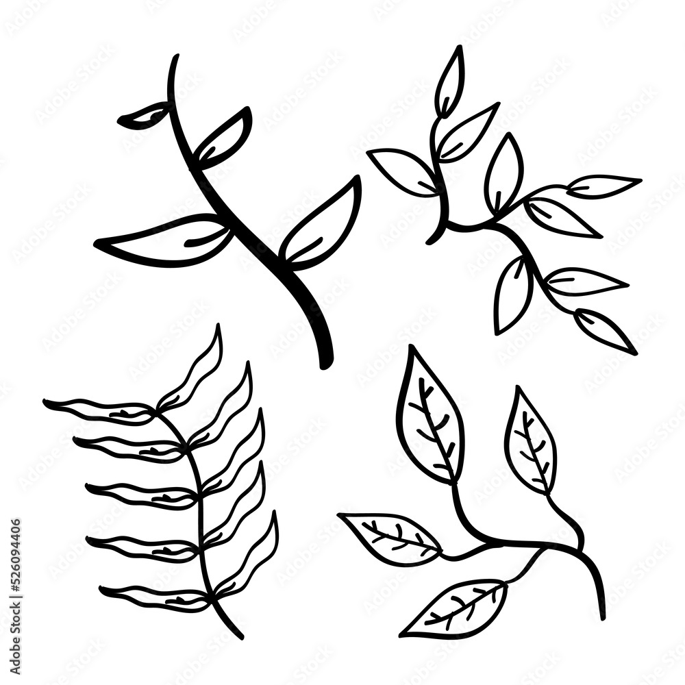 hand drawn leaf icons in doodle style hand drawn leaf icons in doodle style