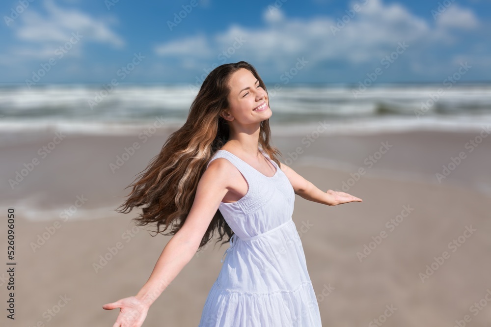 stylish attractive smiling woman on beach in summer style fashion trend outfit carefree and happy, feeling freedom, stylish attractive smiling woman on beach in summer style fashion trend outfit carefree and happy, feeling freedom,