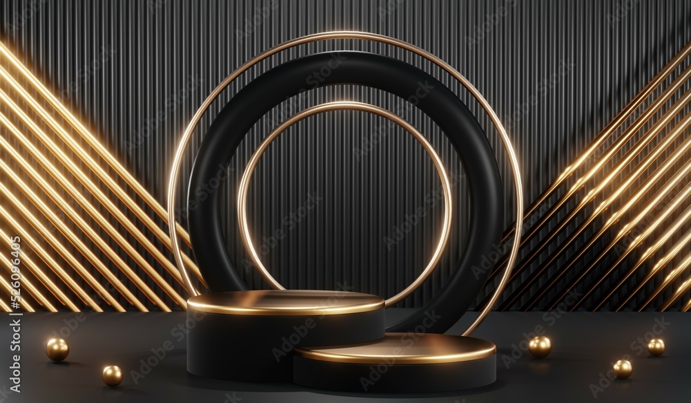 3D rendering of blank product background for cream cosmetics Modern black podium background 3D rendering of blank product background for cream cosmetics Modern black podium background