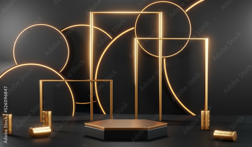 3D rendering of blank product background for cream cosmetics Modern black podium background 3D rendering of blank product background for cream cosmetics Modern black podium background