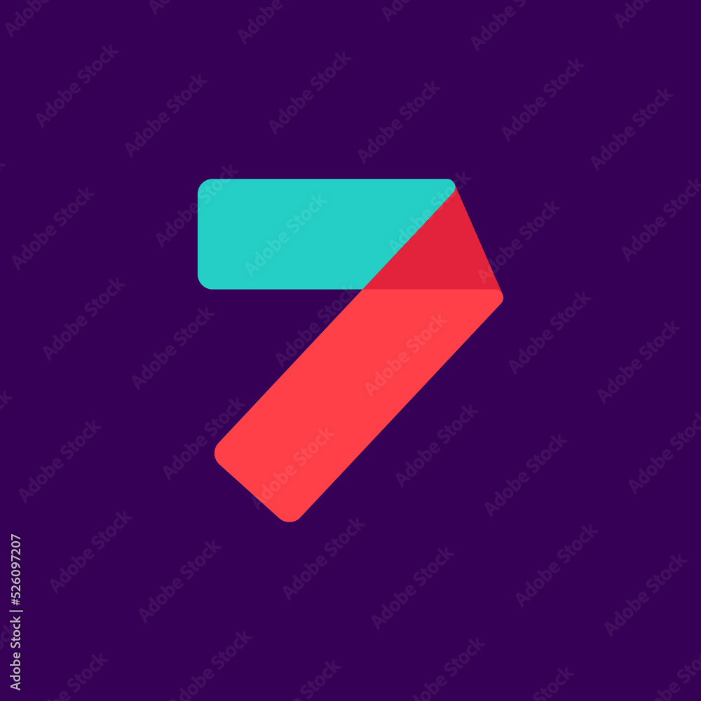 Number seven logo made of overlapping lines. Vector paper multicolor origami style icon. Number seven logo made of overlapping lines. Vector paper multicolor origami style icon.