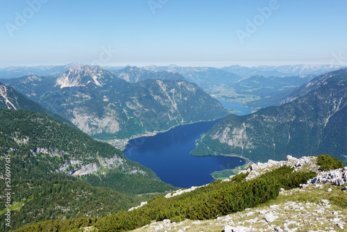 The view of Hallstatt lake from Krippenstein mountain  Hallstatt  Austria