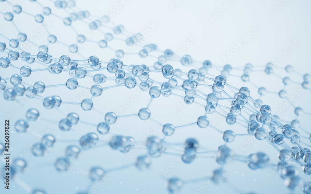Molecule structure with hexagonal shape, 3d rendering. Molecule structure with hexagonal shape, 3d rendering.