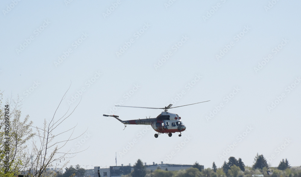 Fototapeta premium Just saw a chopper flying-by on low height
