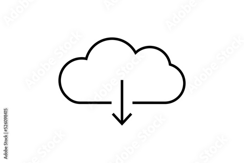 Cloud download line ion with arrow