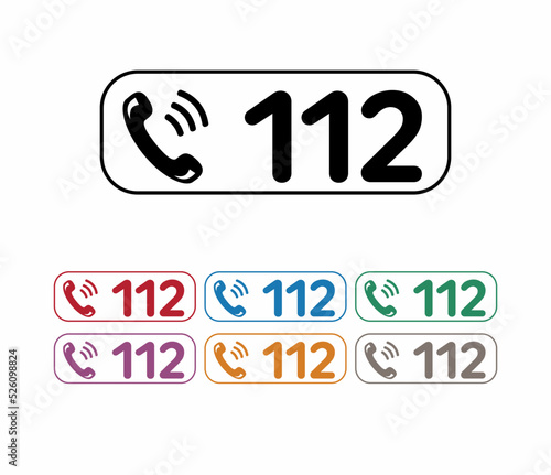 112 Emergency call flat color icons. (112 Acil Servis)