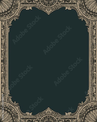 vintage frame design illustration with classic engraving style
