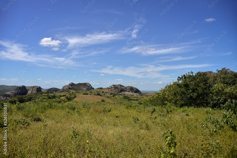 landscape with blue sky and clouds, natural landscapes, brazilian natural landscapes