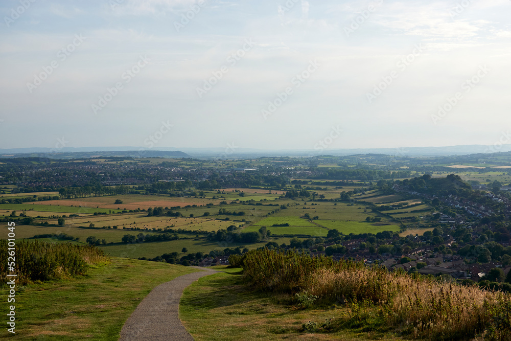 Naklejka premium View from the Glastonbury Tor, mid-summer in the UK