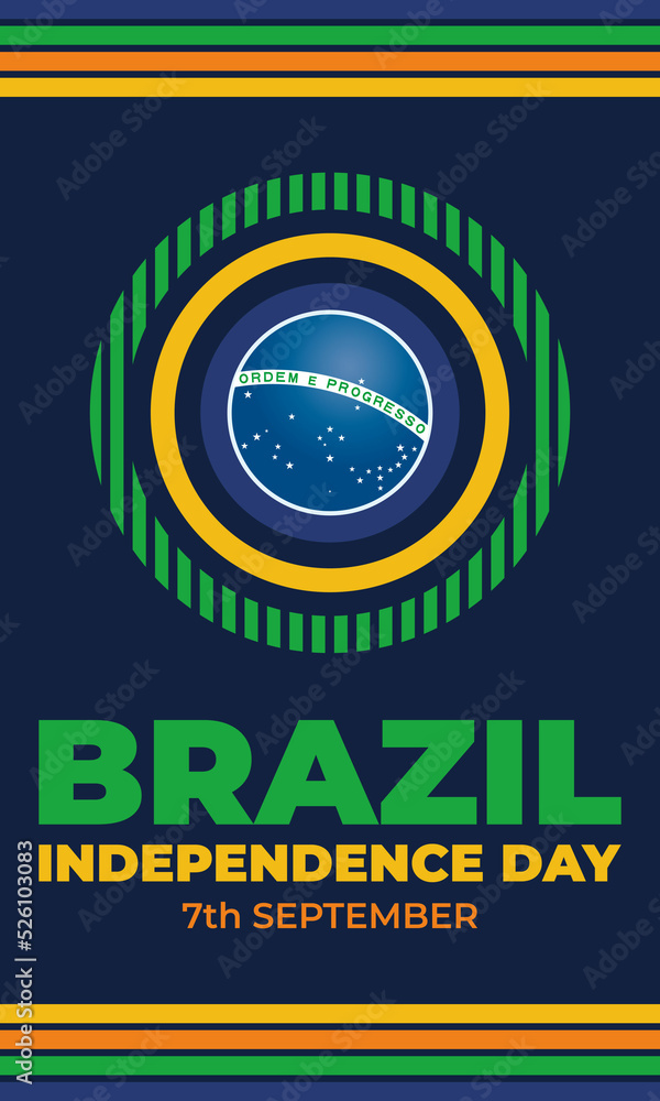 Brazil Independence Day. National holiday observed in Brazil on 7 September. Patriotic design. Poster, card, banner, template, background. 