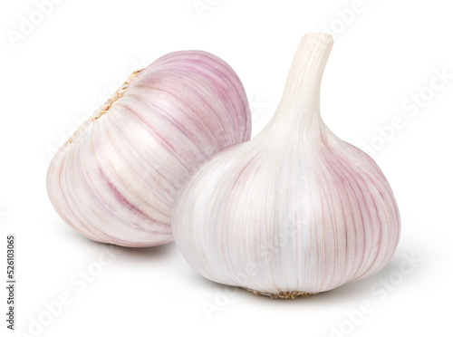 Isolated garlic. Raw garlic isolated on white background, cut out