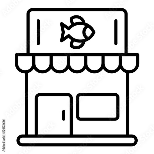 Fishing Gear Shop Line Icon