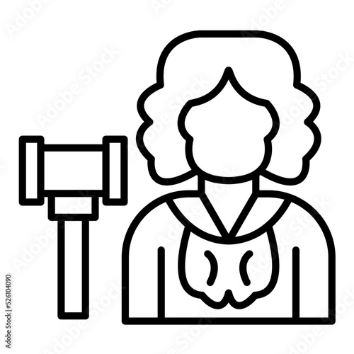 Judge Female Line Icon