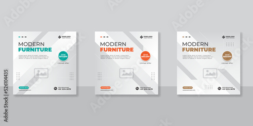 Minimalist furniture sale banner for social media post template