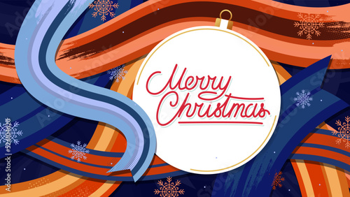 Colorful Merry Christmas Illustration of elegant Christmas vintage background with beautiful typography and grunge texture for Christmas and New Year & holidays. Editable vector illustration