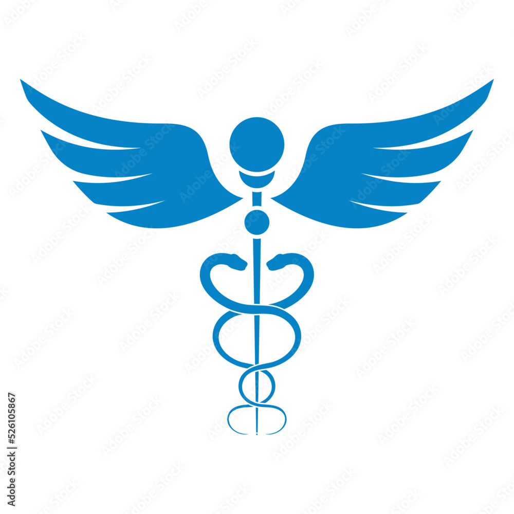 caduceus symbol blue silhouette caduceus symbol blue silhouette