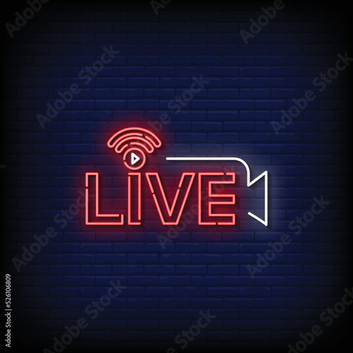 Neon Sign live with Brick Wall Background