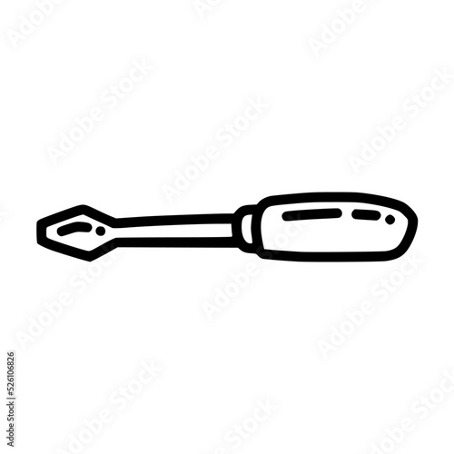 small screw lineart vector illustration icon design template with doodle hand drawn style © rchidayat
