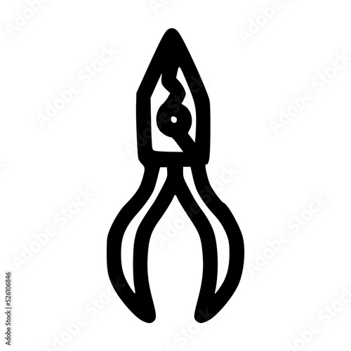 mini sharp pliers lineart vector illustration icon design template with doodle hand drawn style